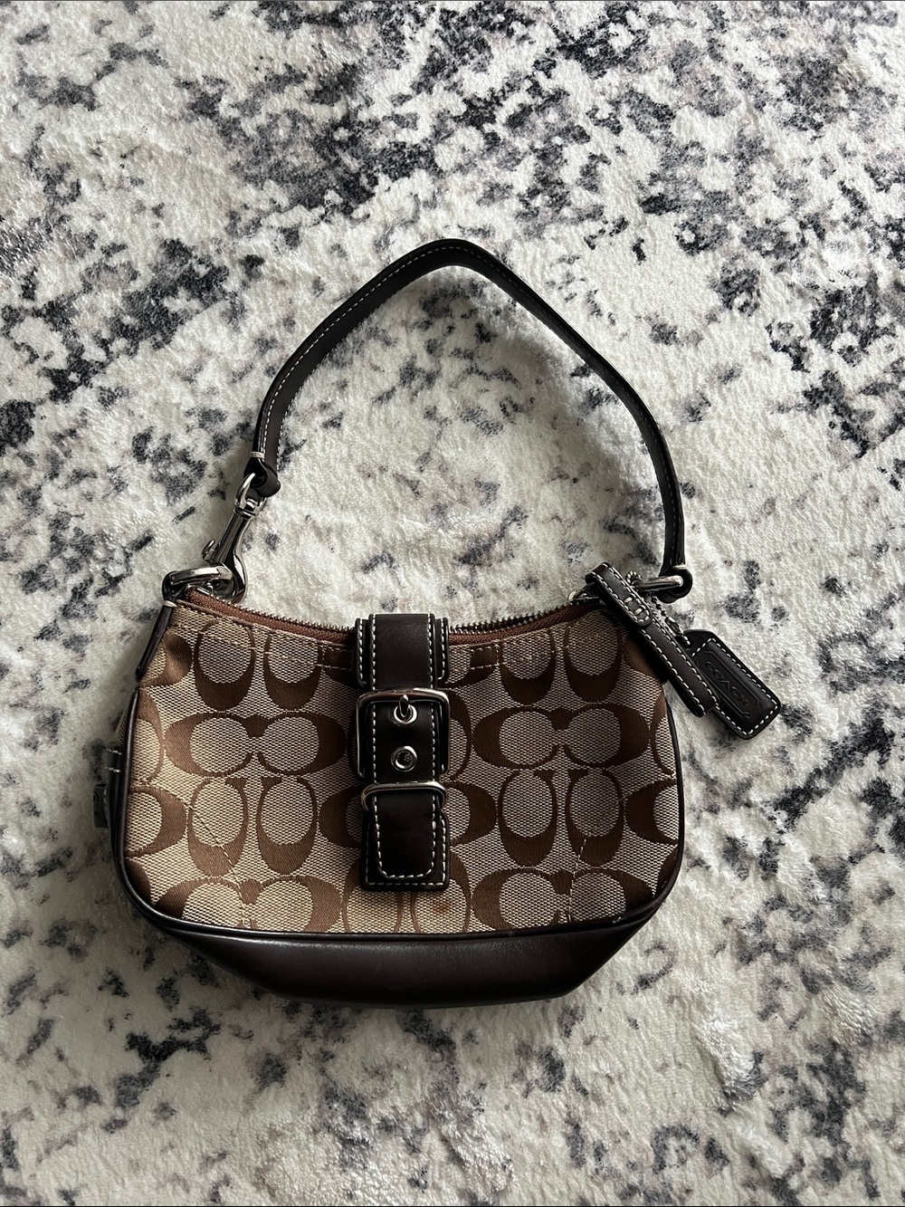 Coach Tan and Dark Brown Signature Shoulder Bag